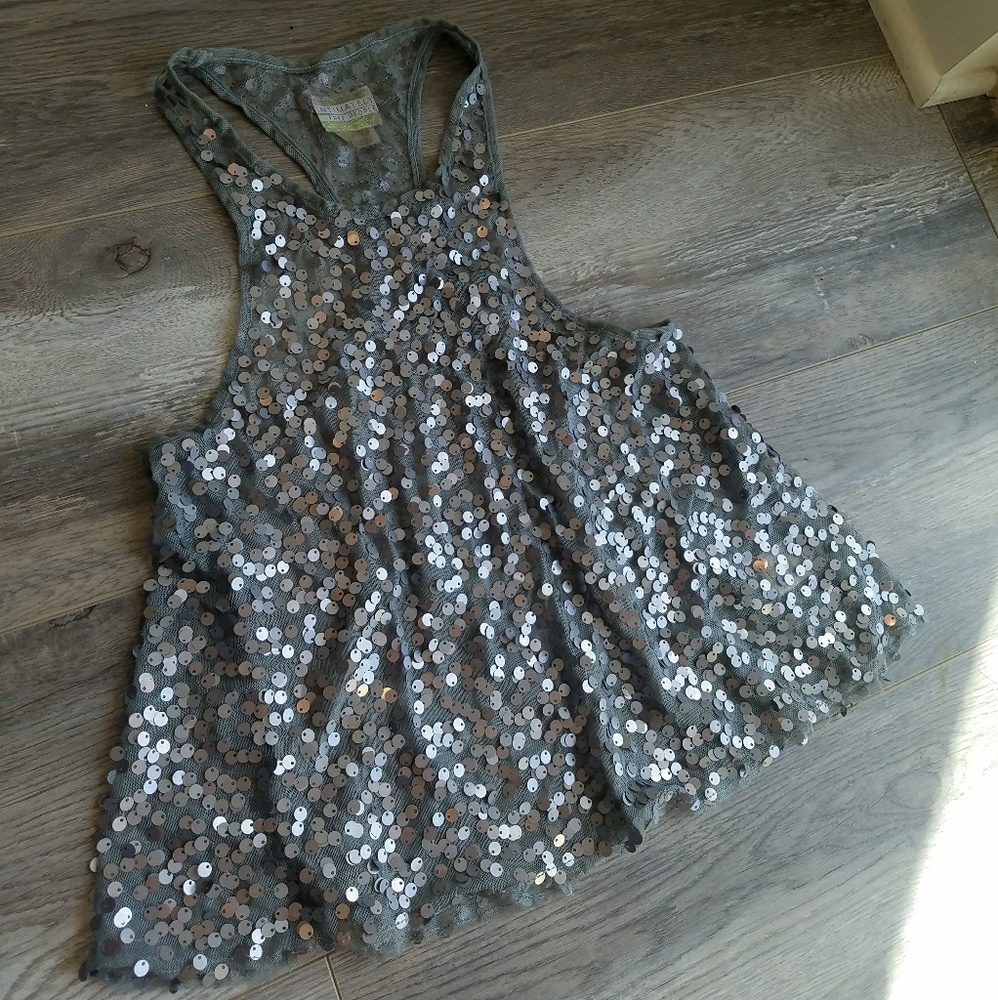 Free People Sequin Mesh High Neck Tank - Picture 4 of 5